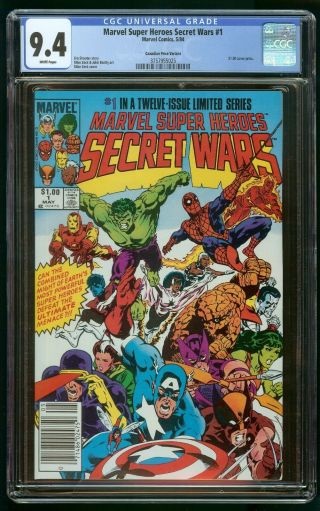 Secret Wars 1 (1984) Cgc 9.  4 White Pages Canadian Price Variant Cpv