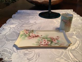 Rosenthal Toothpick Holder Limoges France Small Tray Cherry Blossoms