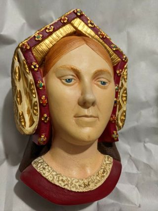Catherine Of Aragon,  Bossons Chalk Ware,  England,  Hand Painted Head Figure