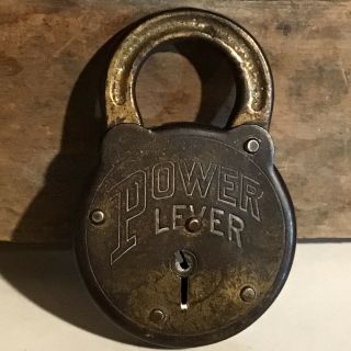 Old Vintage Power Lever Pad Lock Without Key Brass Lock