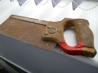 VINTAGE BAIER HAND SAW MADE IN GERMANY WITH WOODEN HANDLE 13.  5 