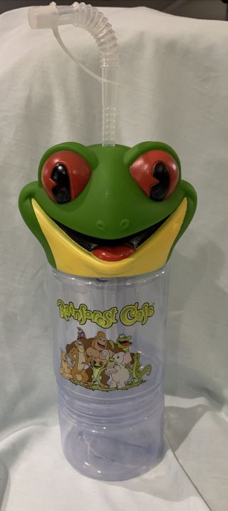 “rainforest Cafe Frog” Souvenir Cup W/ Snack Holder Water Bottle/mug/tumbler