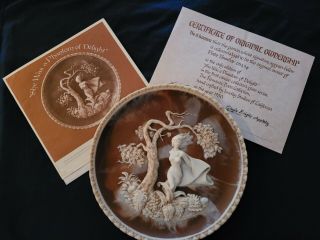 " She Was A Phantom Of Delight " Incolay Carved Cameo Plate