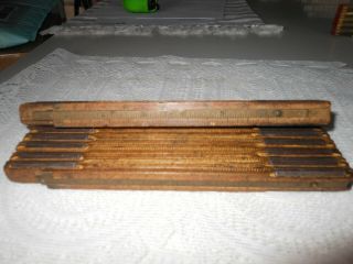 2 Vtg Wood & Metal Folding Ruler 72 Inch