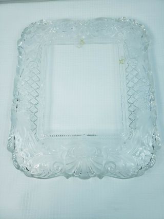 Collectible Heavy Floral Cut Glass Clear Crystal Picture Frame 15 " X 12.  5 "