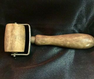 Vintage Double Bracket Wallpaper Seam Roller - Wood / Probably An Antique
