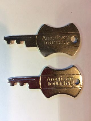 Vintage Set Of 2 American Tourister Luggage Silver Color Lock Keys