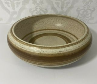 Vintage Large Brown Kibutz Bro.  Ceramic Pottery Striped Bowl From Israel