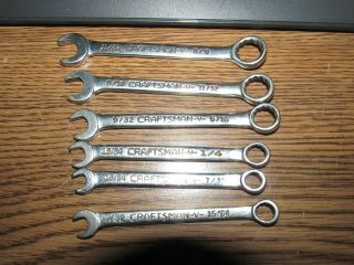 6 Piece Craftsman V Series Sae Combination Ignition Wrench Set (?) - - Made In Usa