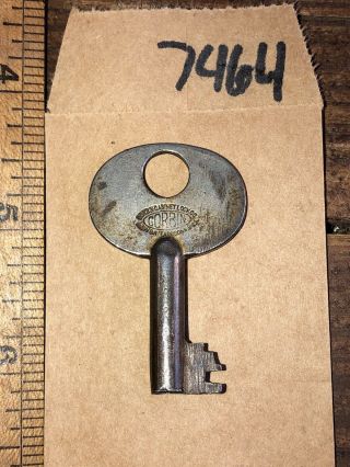 Vintage Corbin Single Bit Hollow Barrel Padlock Key Steamer Trunk Chest 7464