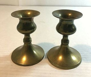 2 - 3 3/4 " Tall Solid Brass Candlestick Holders Made In India