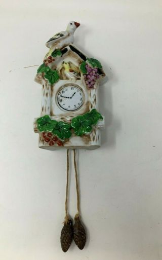 Vintage Bird House Cuckoo Clock Wall Pocket Planter Made In Japan White