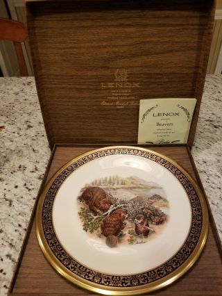 1977 Lenox Boehm Woodland Wildlife Plate Beavers