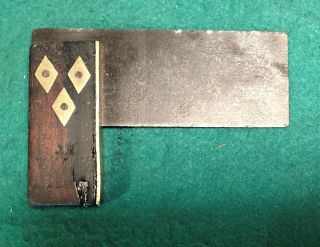 Vintage Wood / Brass & Steel 3 1/4 Inch Try - Square English Maker D08