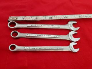 Vintage Craftsman Combination Wrenches Set Of 3 - V - Series,  1/4 " 5/16 " 3/8 "