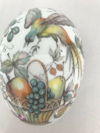 Limoges Hand Painted France 2 Part Egg Shaped Trinket Box