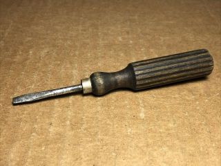 Vintage Wood Handle 4.  5 " Flathead Mini Screwdriver | 1/8 " Tip | Unbranded