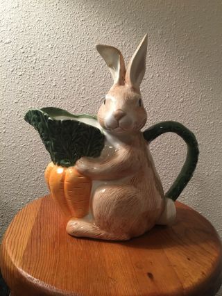 Vintage Omnibus Division Of Fitz And Floyd Easter Bunny Pitcher 1 1/4 Qt.