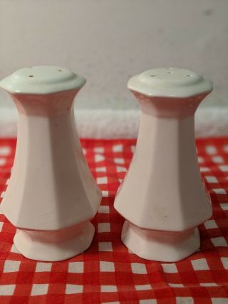 Vintage White Ironstone Independence Salt Pepper Shaker Set Octagon Shape Japan