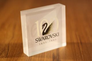 Swarovski Acrylic Dealer Plaque 1895 - 1995 100 Year Centennial Scdpnr15