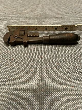 Vintage Antique Stillson Adjustable Pipe Wrench 8 Wood Handle Tool