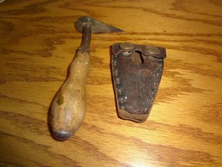 Bell System Bridgeport Vintage Scraper Tool With Sheath.  Usa Made