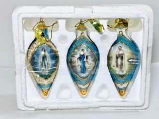 Bradford Exchange Set Of 3 Heirloom Glass Ornaments Bradford Editions 68413