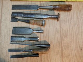 Group Of 8 Vintage Socket Chisels,  Buck Stanley The Douglas And Others