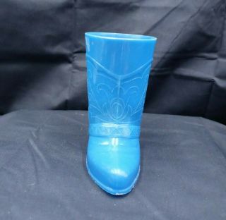 Vintage 1950 ' s BLUE Cowboy Boot With Spur Cup Western Plastic 5 