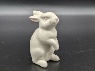 Vintage Goebel West Germany White Easter Bunny Rabbit Figurine Red Eyes
