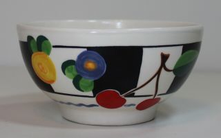 Vintage Mary Engelbreit Black & White Pottery Ceramic Flower Floral Cherry Bowl