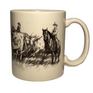 U.  S.  Old West - Cattle Drive,  Ceramic Coffee Cup / Mug,  Vintage - Nel Miller