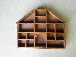 Vintage George Good Wooden House Shape Shadow Box Knick Knack Trinket Shelf