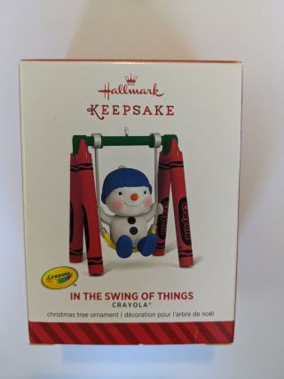 In The Swing Of Things 2014 Hallmark Ornament Crayola Crayons Snowman Red Green