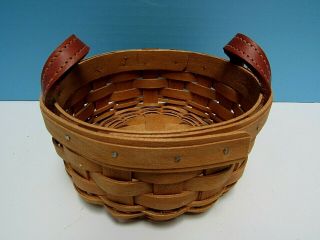 Vintage.  2004 Hand - Woven 5.  5 " X 2.  5 " Longaberger Basket With Leather Handles