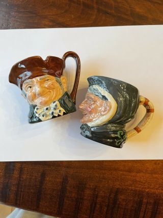 Vintage Royal Doulton " Old Charley " & " Old Granny " Toby Mug Cup 3”
