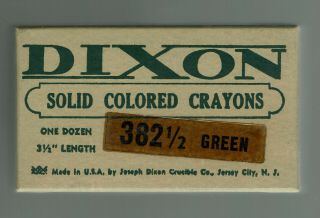 Box Of 12 Vintage Dixon Solid Color 3½ " Lumber Crayons (green)
