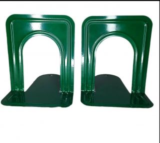 Vintage Highsmith Metal Library Bookends Pair in Green 5 1/2 