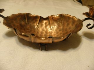 Vintage Gregorian Hammered Copper Centerpiece Bowl Eoth Candle Holders