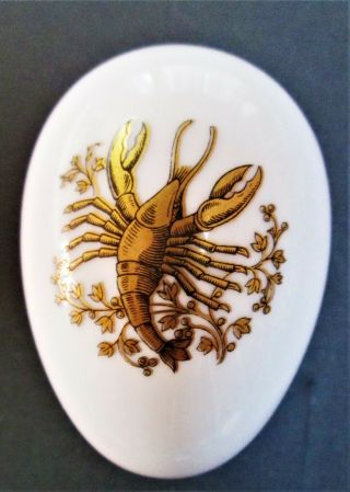 Chamart Limoges Porcelain Small Egg Shaped Trinket Box Zodiac Cancer France