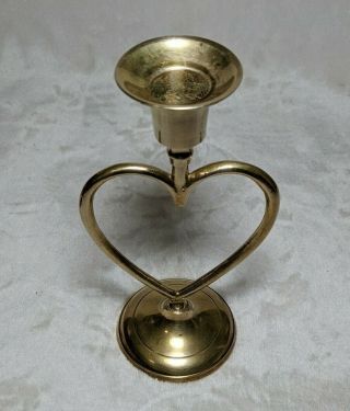 Vintage Brass Candle Holder Heart Shaped 7 in.  Candlestick - India 3