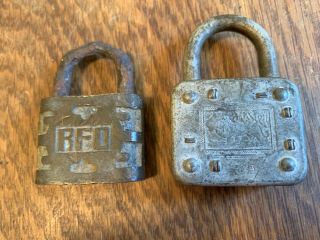 2 Vintage Padlocks,  Master W/ Lion Symbol 77,  Brass Rfd,  Made In Usa,  No Keys