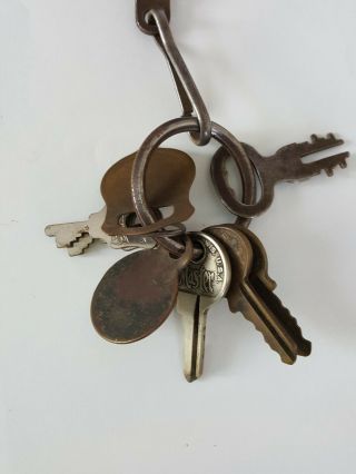 Antique Keys And Chain With Antique Dog Licence Blair Bedford Co.  Pa 1910/1920