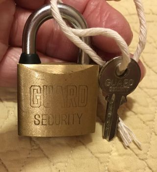 Antique Vintage Guard Lock Padlock W/ Key