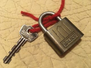 Antique Vintage Walsco Lock Padlock W/ Key