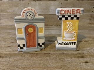 1994 Vintage Clay Art Diner Salt And Pepper Shakers