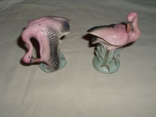 Vintage Japan Ceramic Pink Flamingo Salt And Pepper Shakers Cork Stoppers