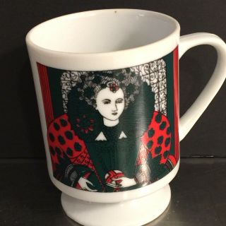 Virgo Zodiac Mug Queen Elizabeth I Mid Century Mod Birthday Gift Ceramic Red