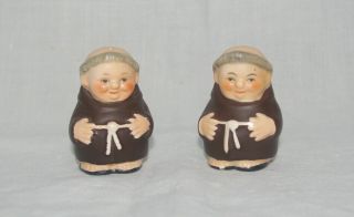 Vintage Fat Friar Goebel Salt & Pepper Monk Pair Ceramic Shakers - Germany
