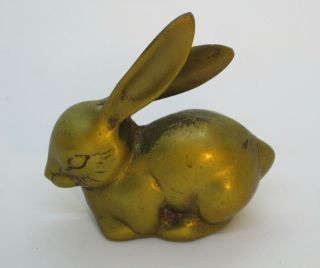 Antique Vintage Solid Brass Bunny Rabbit Figurine Paperweight From Estate